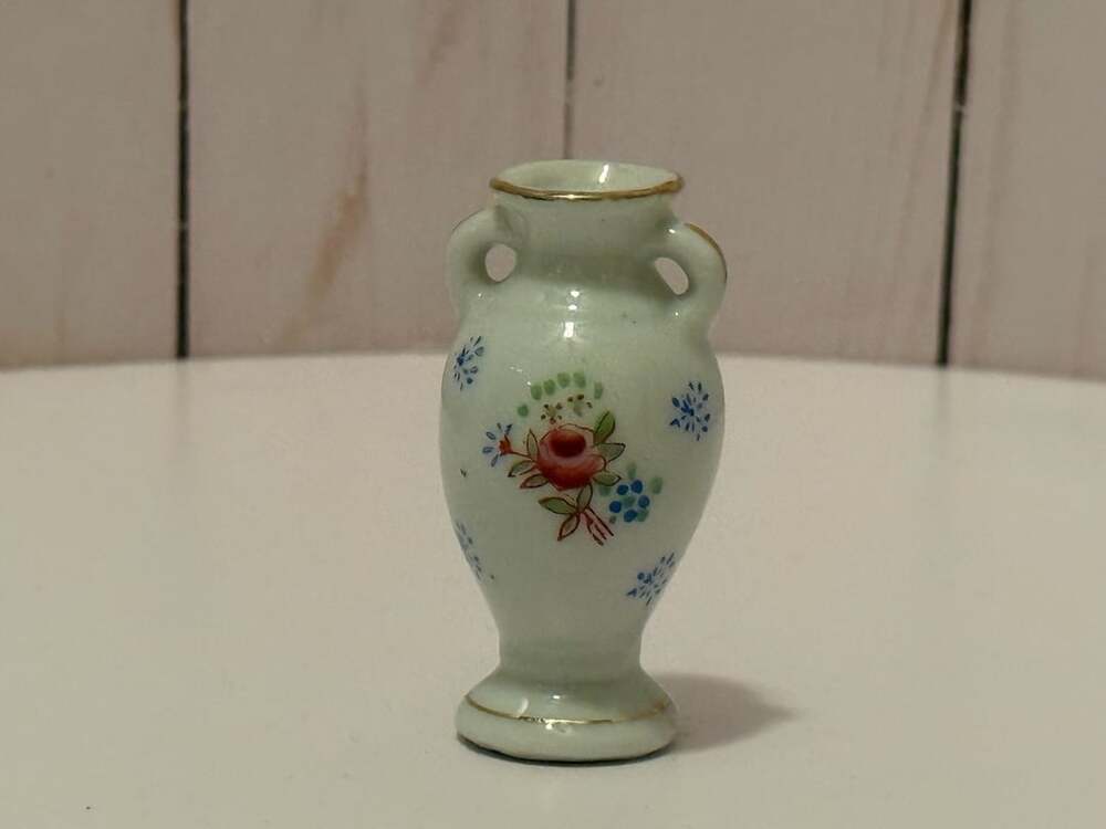 Vintage Mini Handpainted Floral Vase Trinket